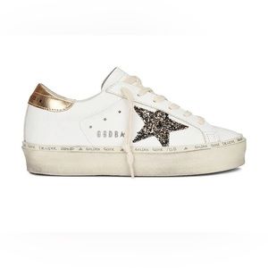 Golden Goose Hi Star Sneaker White, Black Gold Glitter NIB women